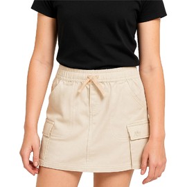 AEROPOSTALE Girls Twill Cargo Scooter Skirt - Stylish Pleated Skort with Drawcord Waistband and Utility Pockets (Sizes: 7-16), Size 7-8, Natural