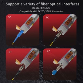 Visual Fault Locator, VFL Fiber Optic Light Source Tester, Red Light Pen Equipment for 2.5mm Universal Connector, FC/SC/ST/LC Adapter for CATV Telecommunications, Fiber Network Cable Test
