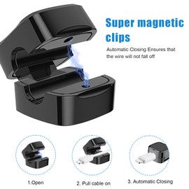 Guegine Cable Holder,6 PCS Charging Cable Magnetic Cable Organizer Storage Holder Magnetic Cable Holder Suitable Hide Phone Charging Cable for Bedside Tables Kitchen Appliances Office Supplies (Black)