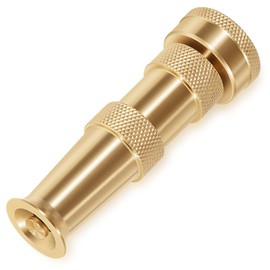 Brass Adjustable Spray Nozzle with Powerful Water Stream for Garden Hoses for Cleaning Walkways, Patios, Gutters | Fits Standard Hoses, Garden Sprayer, Power Washer Nozzle
