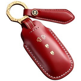 [smasol] New Serena C28 Lukes B4 Late Type X-Trail Key Cover Genuine Leather Nissan Sakura Smart Key Case Nissan Aria Kicks e-power 2024 New Key Case, 4-A / Red (Genuine Leather Foil)
