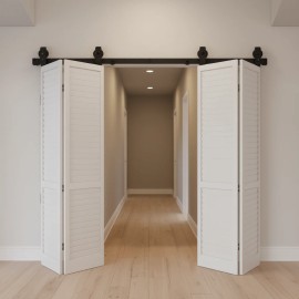 Bi-Folding Sliding Barn Door Hardware Track Kit 76 Inch For Four 18 Inch Doors Interior Farmhouse StyleLength/Number of Doors: 76 inch/4