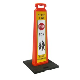 STOP FOR PEDESTRIANS Vertical Panel Sign Kit, Double-sided, Reflective sheeting. Crossing Sign for School Zones/Crosswalks. STOP FOR PEDESTRIANS Vertical Panel & 20lb Base (Sign and base ship separately)