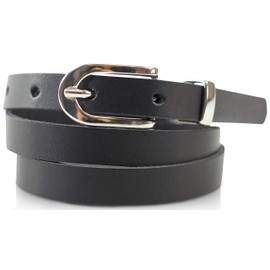 fashionchimp Basic Women's Belt Made of 100% Genuine Leather, Narrow Belt, Width Approx. 1.5 cm, Made in Germany, black