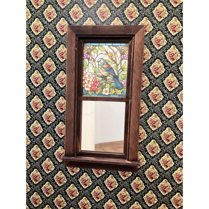 Unbranded Springtime Blue Bird Dollhouse Miniature Stained Glass Window Film