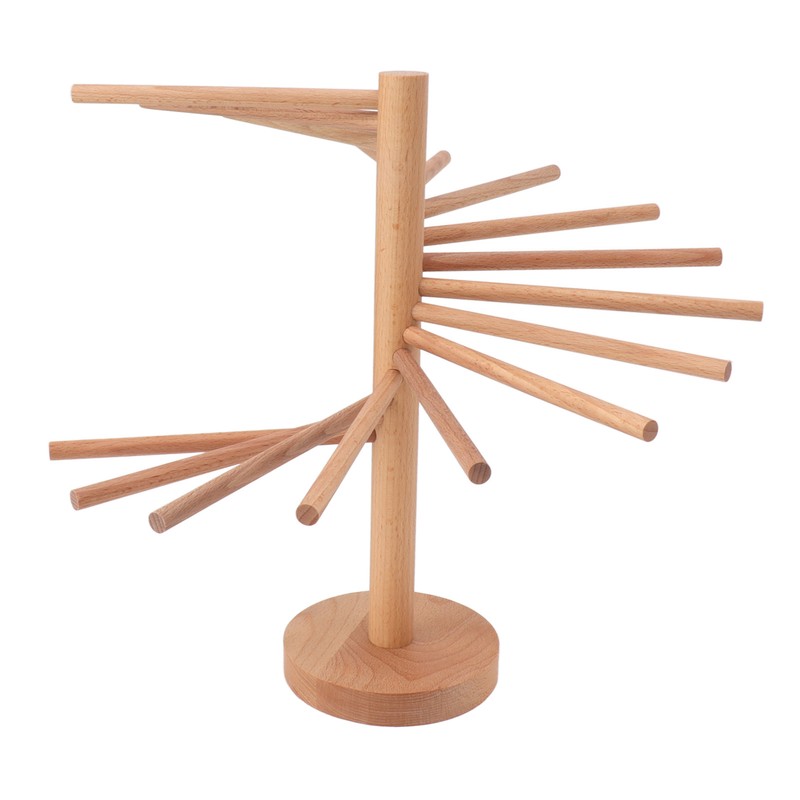 Collapsible Pasta Drying Rack 18 Bars Wooden Spaghetti Stand Dryer