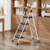 KINGRACK Sturdy Steel 4 Step Ladder, Folding Step Stool with