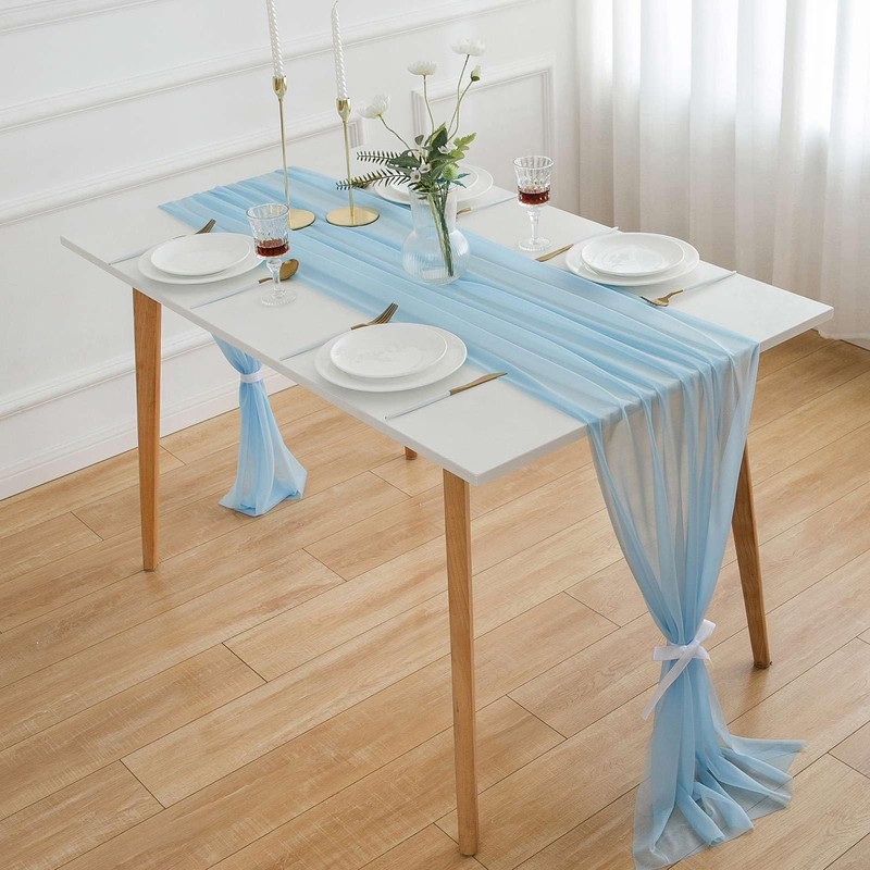 Aoksunova Table Runner, Blue Chiffon Table Runner, Tulle, 300 x
