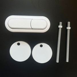 WinZo Toilet Oval Dual Flush Button with Toilet Seat Bolts Caps Replacement Kits,White
