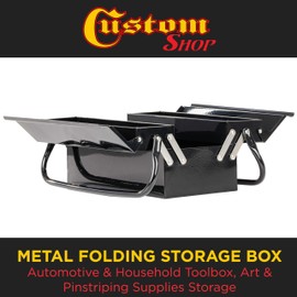 Custom Shop Metal Folding Storage Box - Toolbox, Storing Auto & Household Tools, Auto Body Tools, Pinstriping Supplies - 2-Levels with Organizer Compartments, General Purpose, Fishing Tackle, Portable