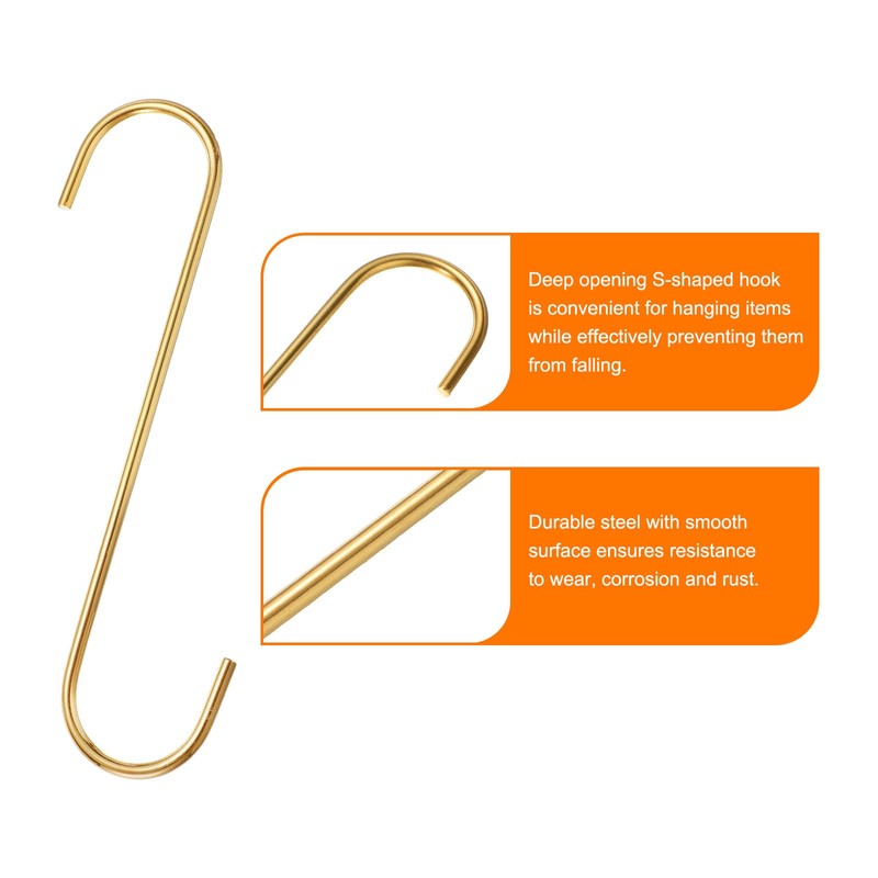 HARFINGTON 4pcs Long S Hooks 8 Inch Extra Long Metal