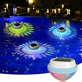 AVEKI Floating Pool Lights, Solar Pool Lights with RGB Auto Color Changing, Waterproof Solar Floating Light for Pool Fountain Bathtub (1 Pack)