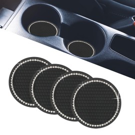 Auto Deko, Auto Zubehör Innenraum Frauen, 4 Stück Schwarze Untersetzer, 7 cm Durchmesser, Ideal Als Praktische Auto Deko Innenraum Und Car Essentials