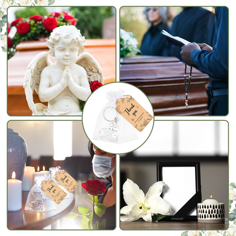 60 Set Funeral Keychains for Guests Memorial Favors, Heart