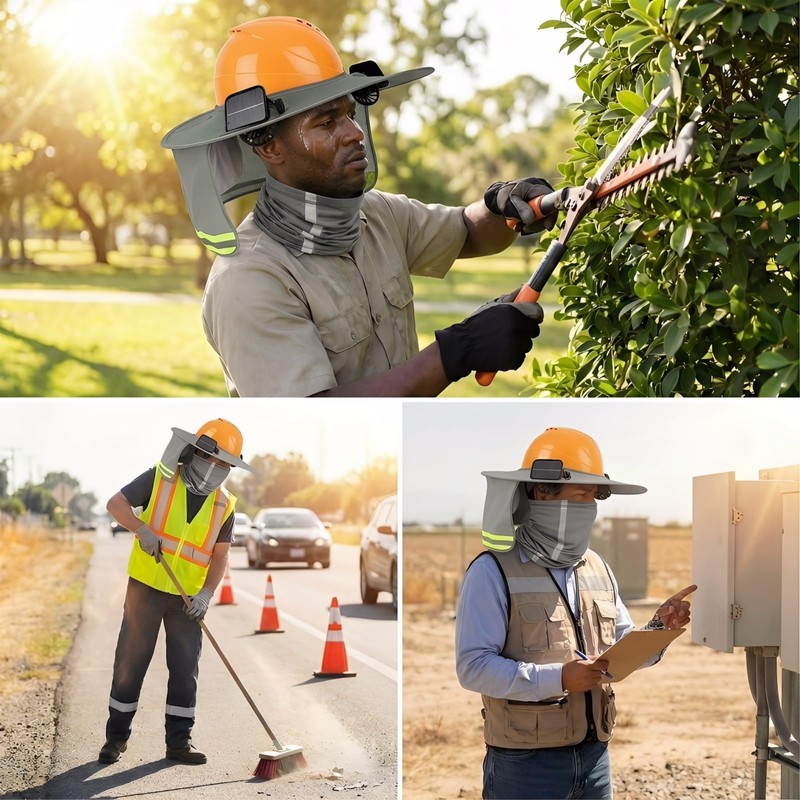 Hard Hat Sun Shade with Solar Fans Compatible for Milwaukee/Studson/Klein