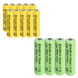 Zsolarigt Rechargeable 4 Pack AA 700mAh NiMh and 10 Pack AAA 700mAh nicd Solar Batteries 1.2v Pre-Charged Double A and Triple A Battery for Outdoor Solar Garden Lawn Lamps,Hummingbird Lights
