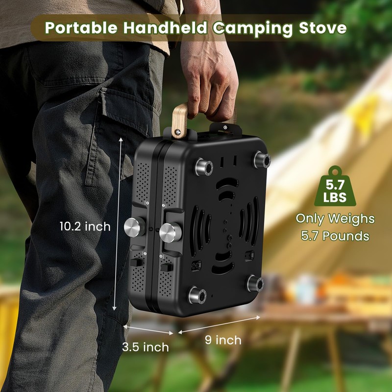 OGERY 2-Burner Foldable Camping Stove with Griddle (Textured & Smooth)