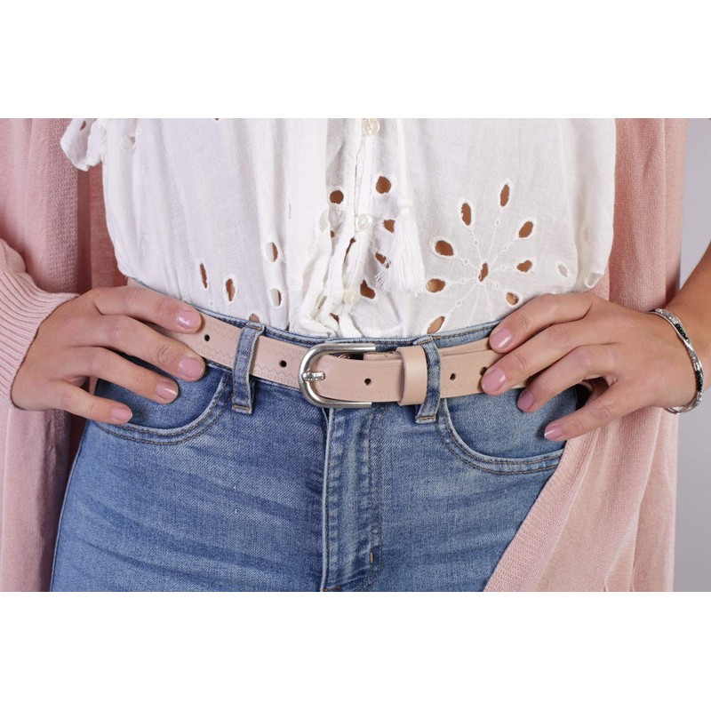 styleBREAKER 03010110 Women's Leather Belt Plain Colours with Aztec Prongs