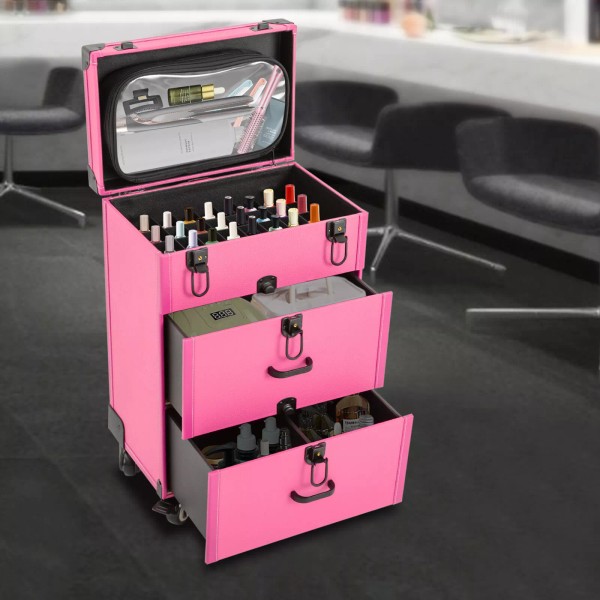 Unbranded 2in1 Rolling Makeup Travel Case Trolley Train Box Cosmetics