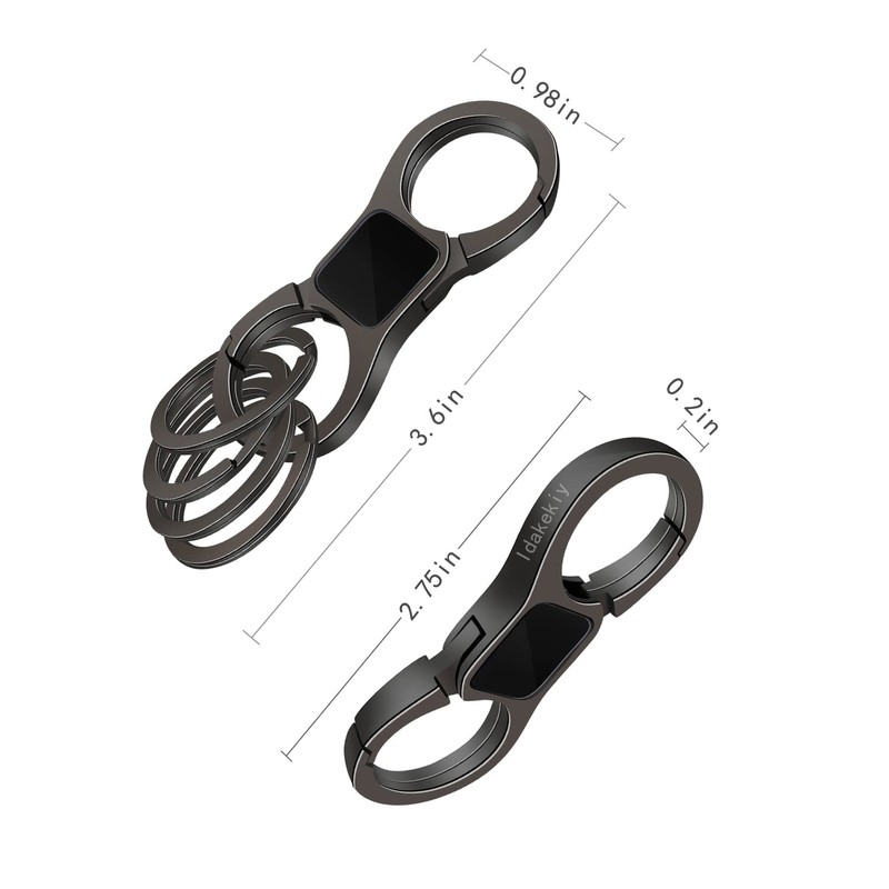 Idakekiy Key Chain Quick Release Spring with 4 Key Rings
