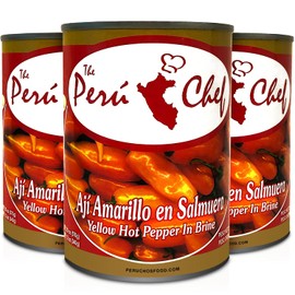 Peruchef Aji Amarillo en Salmuera | Yellow Hot Pepper in Brine from Peru 20 oz Can 3 Pack