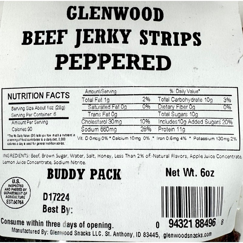 Glenwood Beef Jerky Tender Beef Jerky Buddy Pack Beef Jerky