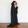 Skeleteen Black Hooded Tulle Cape - Long Chiffon Medieval Net