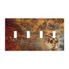Aged Old Burnt Orange/Brown Copper Rust Metal Decorative 4-Gang Quad