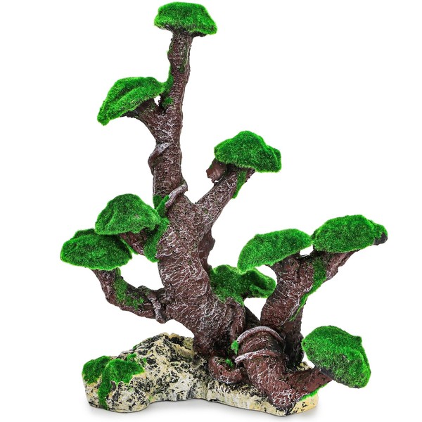 WRINGKIT Aquarium Bonsai Tree, Artificial Aquarium Tree with Faux Moss,