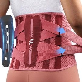 Back Brace for Women with Carbon Fiber Splints, Ergonomic Curved Spine Support, Breathable Air Mesh, Lightweight Back Brace for Lower Back Pain Women, Posture, Heavy Lifting, Sciatica, Pink, M