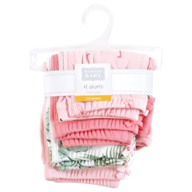 Hudson Baby Unisex Baby Shorts Bottoms 4-Pack, Palm Flamingo, 6-9 Months