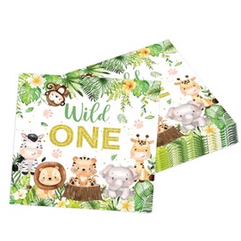 Tourima Pack of 20 Wild One Birthday Decorative Napkins, 33 x 33 cm Decoration 1st Birthday Boy Girl Napkins for Wild One Children's Birthday Party