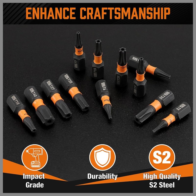 HORUSDY Tamper Proof Torx Bit Set, 13-Pieces T5-T40 Security Torx