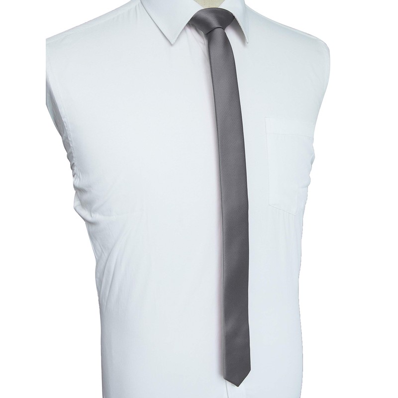 JEMYGINS Mens Slim Silk Tie 4cm Grey Medium, gray