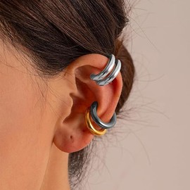 Jumcew Round Huggie Ear Cuff Earrings for Women Non Piercing Chunky Ear Cuff Adjustable Cartilage Cuff Earrings Clip On Cartilage Earrings Ear Clip Fake Earrings Jewelry for Girls Black