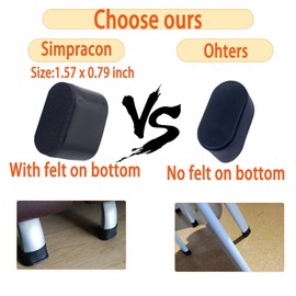Simpracon Oval Chair Leg Floor Protectors with Felt Medium Chair Leg Caps Pad Rubber Furniture Feet Covers for Hardwood Floors Prevent Scratches,No Noise (Black,16 Pcs 40 x 20 mm)
