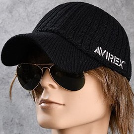 AVIREX 14986700 Avilex Knit Cap, Knit Hat, Men's, Women's, Black, Gray, Black, Ash, Brand, Military, American Casual, Street, Outdoor, black (80)