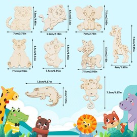 Demarsen Pack of 27 Wooden Animals for Painting, Animal Craft Set Kit, Craft for Painting Wood with 12 Colouring Pencils, Children's Birthday Crafts for Girls, Boys, Children's Birthday Parties