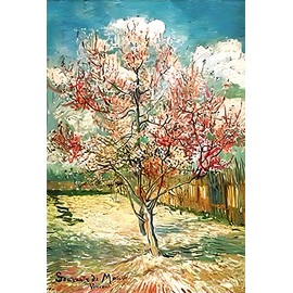 NIHO-JIUMA Van Gogh Diamond Painting Kits Blooming Peach Blossoms, 5D DIY Full Drill Diamond Art Gift for Adult, Home Decoration (30x40cm/12x16inches)