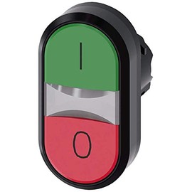 Siemens 3SU10003AB420AK0 Twin Pushbutton, Green, Red, Plastic, IP66, IP67, IP69K Protection Rating, Black Plastic, 22mm, Green/Red