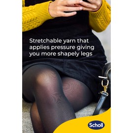 Scholl Light Legs Compression Tights for Women - 60 Denier, Black, Small