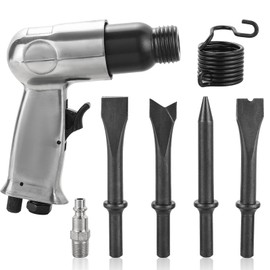 AMGSH 150mm Air Hammer Kit, 4500 BPM Pneumatic Hammer with 4 Chisels (Taper Punch, Panel Cutter, Flat & Spot Weld Chisels), Spring & Fitting – Air Shovel Tool for Automotive & Metal Work