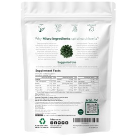 Micro Ingredients Organic Spirulina Chlorella Tablets, 720 Tablets (4 Month Supply) | 50/50 Blend Superfood | Cracked Cell Wall for Better Absorption | Rich in Vegan Protein & Chlorophyll