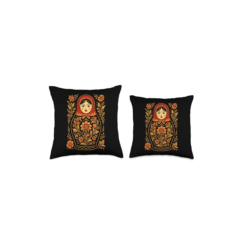 Matryoshka Doll Art Russian Nesting Wooden Stacking Set Throw Pillow