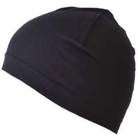 CHARM 100% Organic Cotton Inner Cap, One Size Fits Most, Medical Hat, All Season Hat, Black