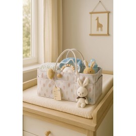 Altairea Hamper Gift Set Diaper Caddy Organizer with Plush Toy, Portable Nursery Storage