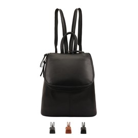 Lloyd Baker London - Padma backpack, 100% Leather Soft Smooth, Versatile Daily Use Travel-Spacious Main Compartment with Slip & Zip Pockets - Hidden Back Zipped Pocket for Added Security (BLACK)