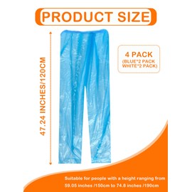 Rain Pants,4PCS Disposable Rain Pants With Shoe Cover,Disposable Raincoat With Connected Feet, Men and Women Waterproof Rain Ponchos for Adults (Blue+Transprant)