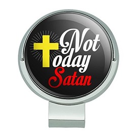 GRAPHICS & MORE Not Today Satan Cross Christian Religious Golf Hat Clip with Magnetic Ball Marker