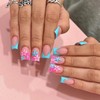 Flower Press on Nails Medium Square SWEKKE French Tip Fake